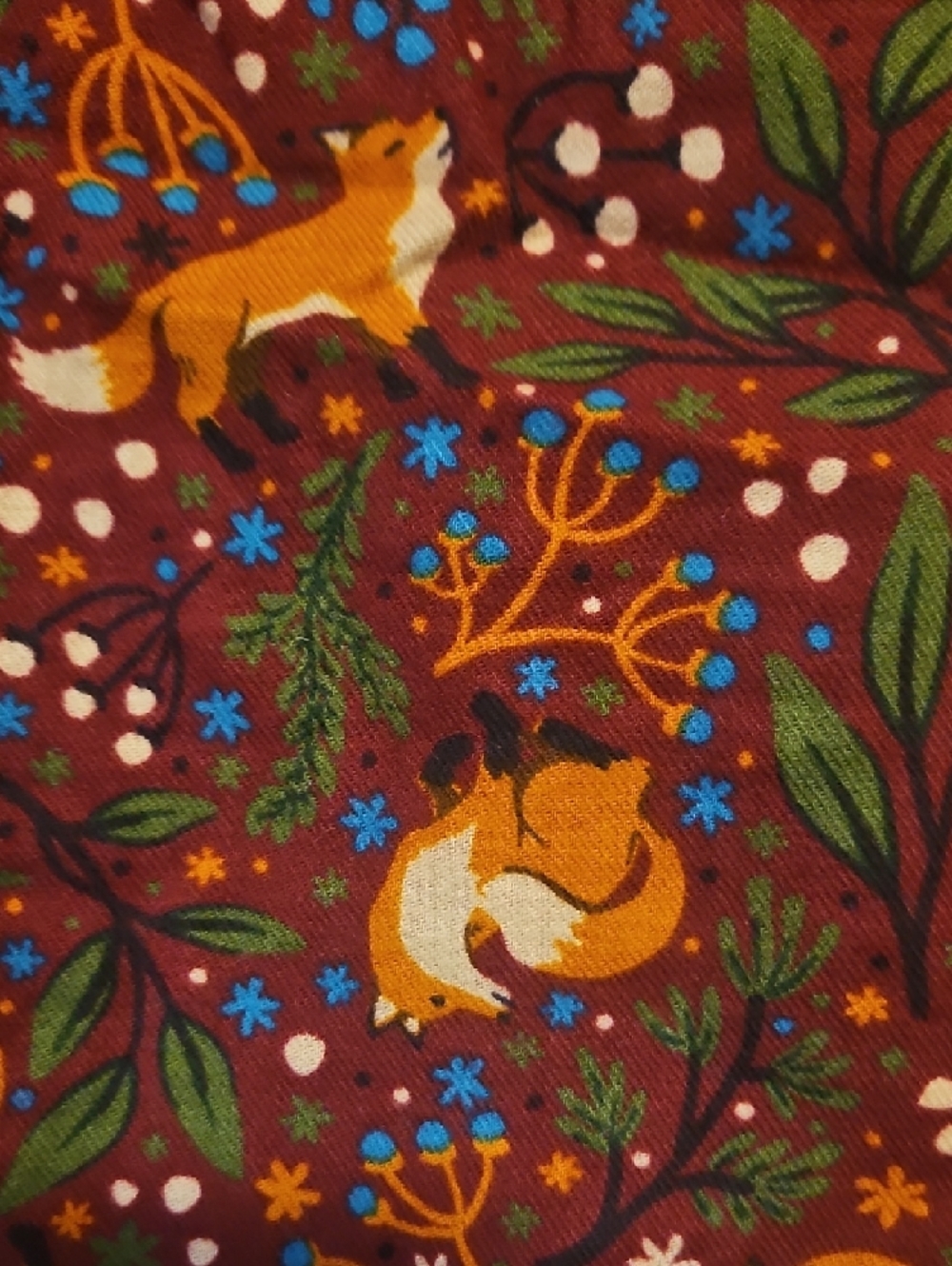 Duluth Trading Co Red Flannel Shirt with Orange and Green Fox Print - Picture 3 of 4